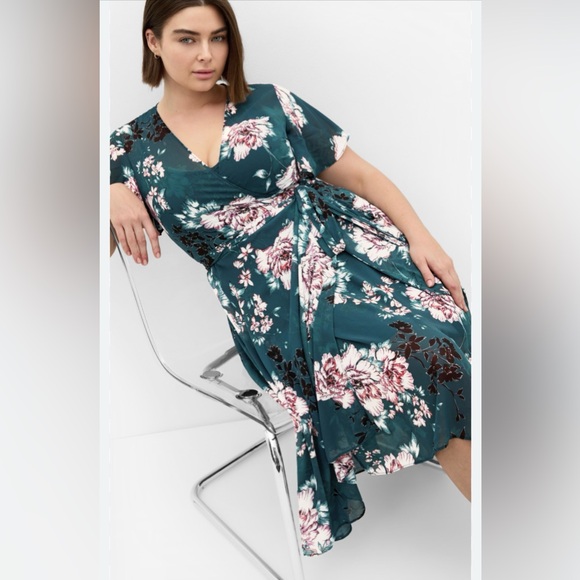 City Chic Dresses & Skirts - Floral Jade  Blossom Wrap Midi Dress with Belt size 20 🌸 BRB SL 5